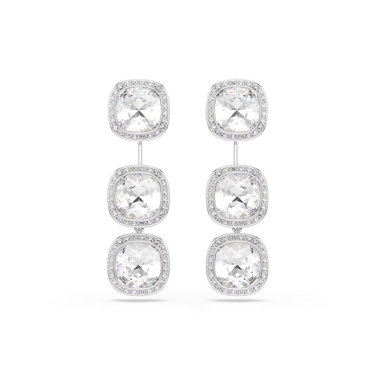Swarovski Una Angelic Silver Cushion Cut White Earrings