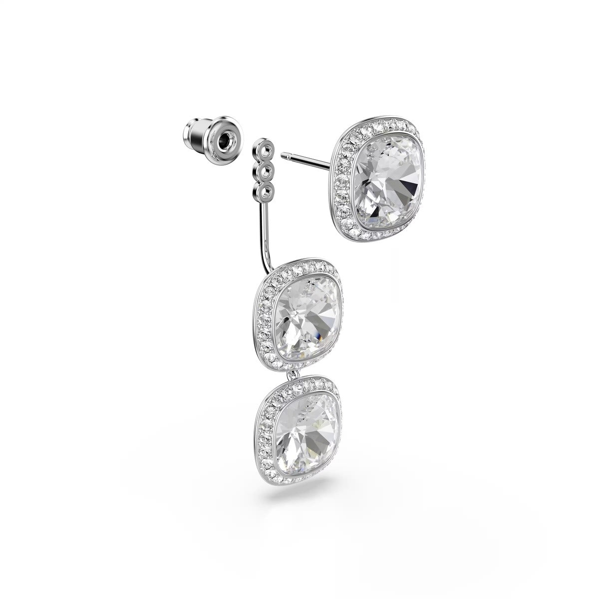 Swarovski Una Angelic Silver Cushion Cut White Earrings