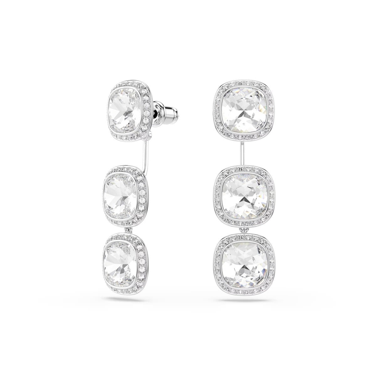 Swarovski Una Angelic Silver Cushion Cut White Earrings