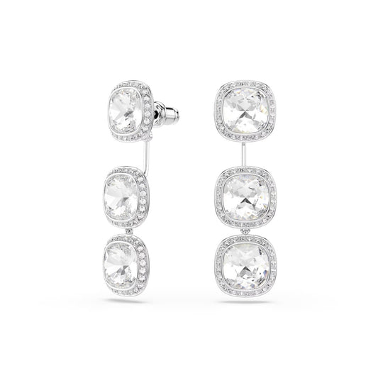 Swarovski Una Angelic Silver Cushion Cut White Earrings