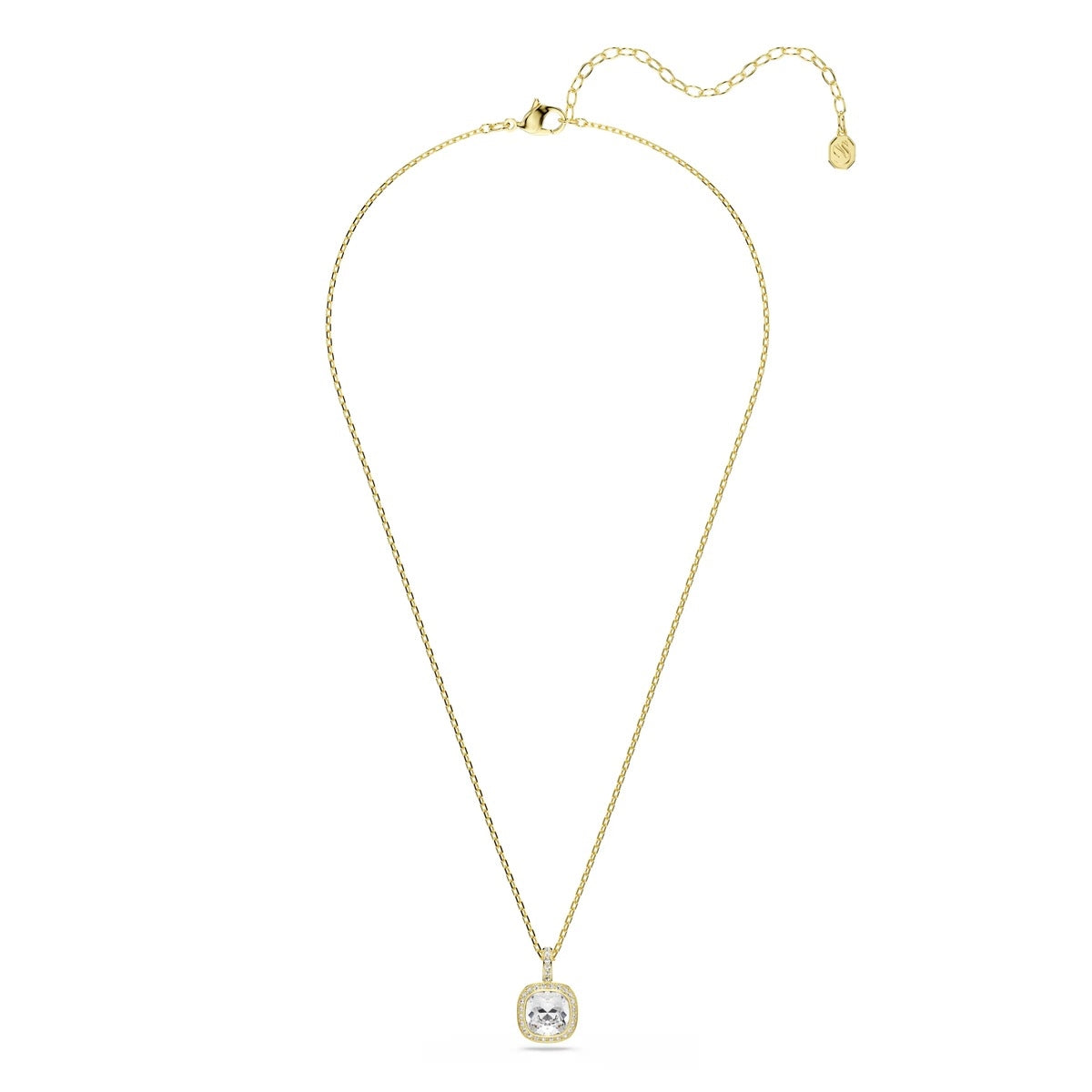 Swarovski Una Angelic Gold White Cushion Cut Necklace