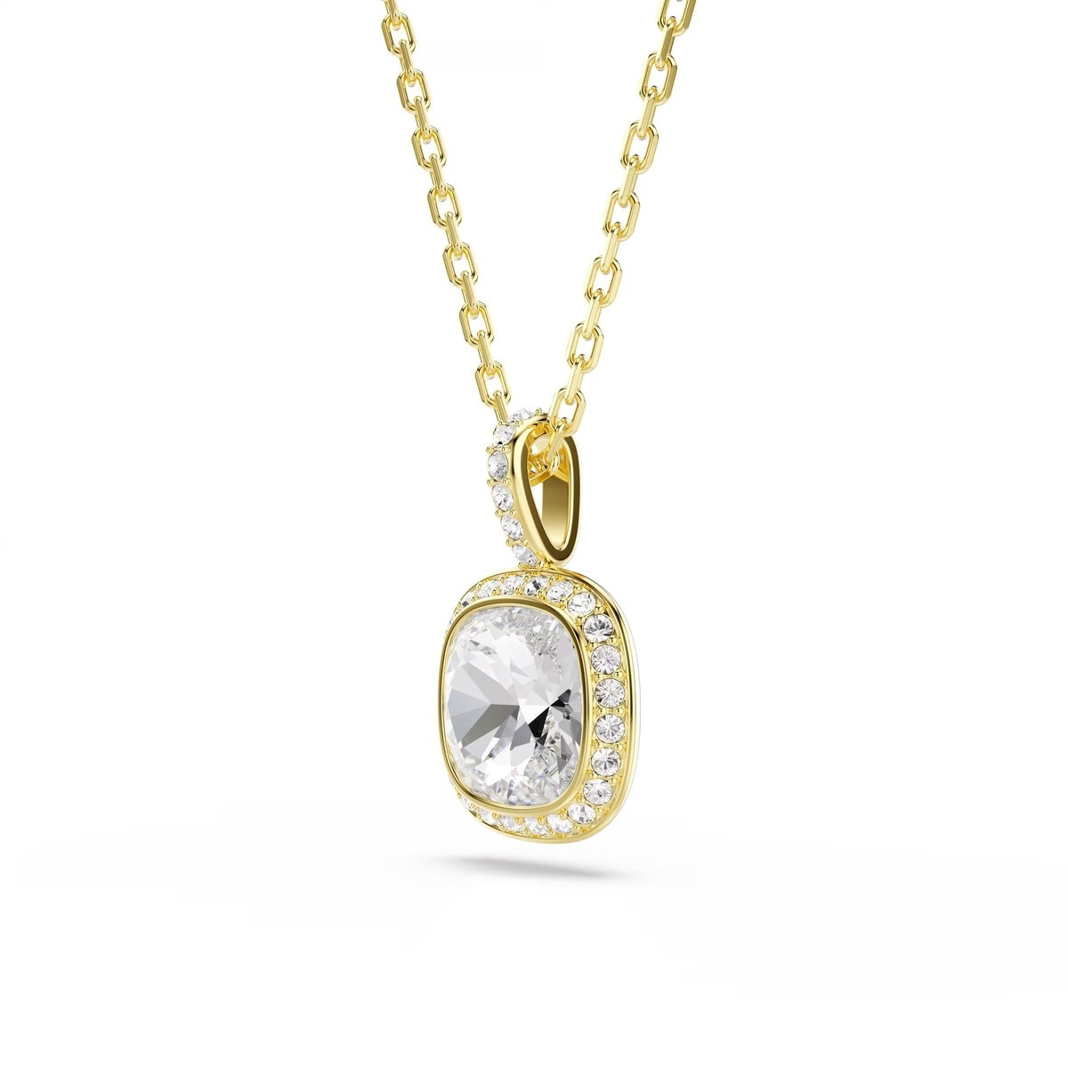 Swarovski Una Angelic Gold White Cushion Cut Necklace