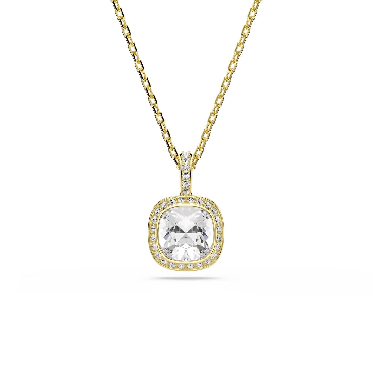 Swarovski Una Angelic Gold White Cushion Cut Necklace