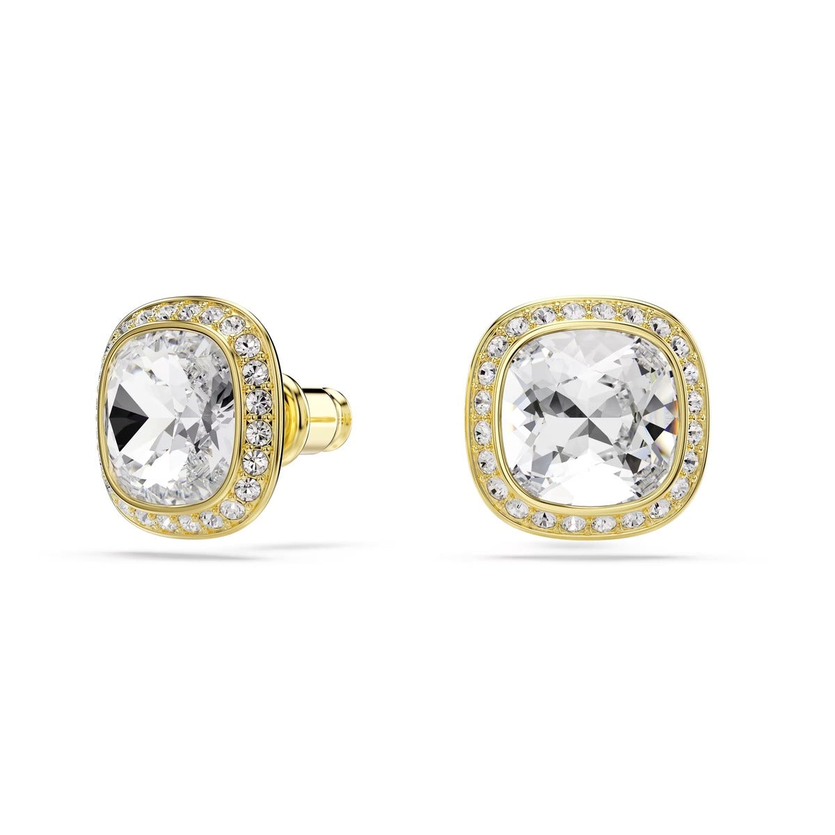 Swarovski Una Angelic Gold White Cushion Cut Stud Earrings