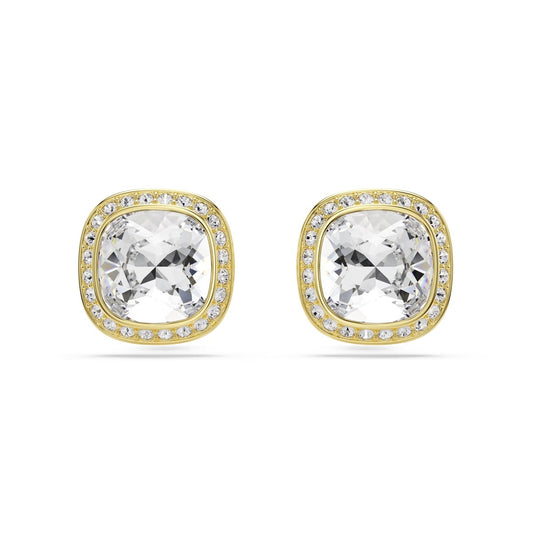 Swarovski Una Angelic Gold White Cushion Cut Stud Earrings