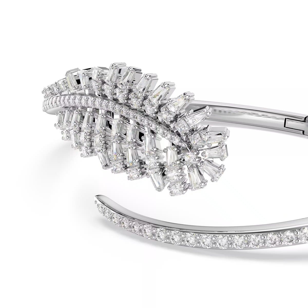Swarovski Vienna Silver White Mixed Cuts Feather Bangle