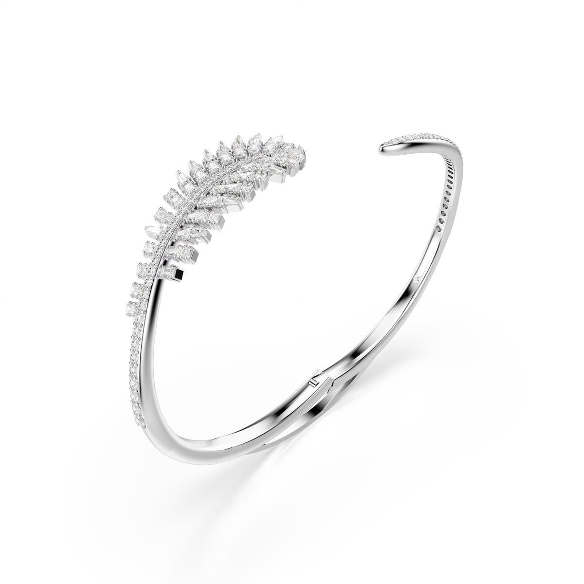 Swarovski Vienna Silver White Mixed Cuts Feather Bangle