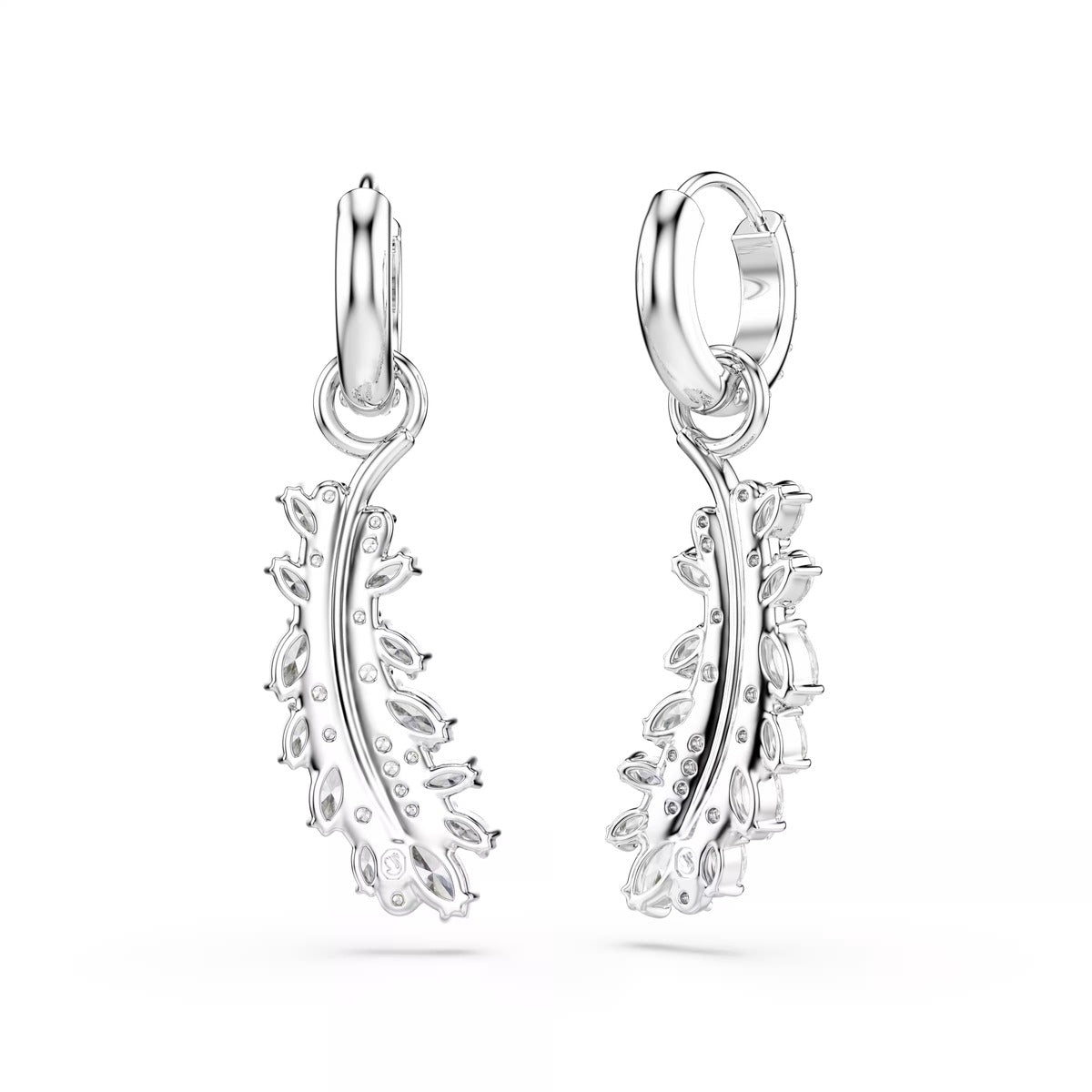 Swarovski Vienna Silver White Mixed Cuts Feather Earrings