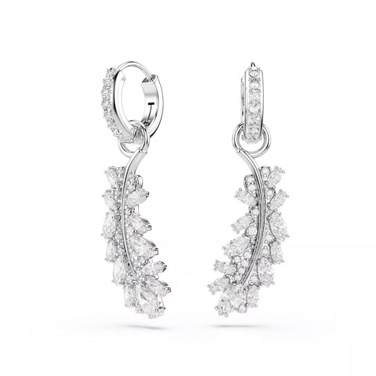 Swarovski Vienna Silver White Mixed Cuts Feather Earrings