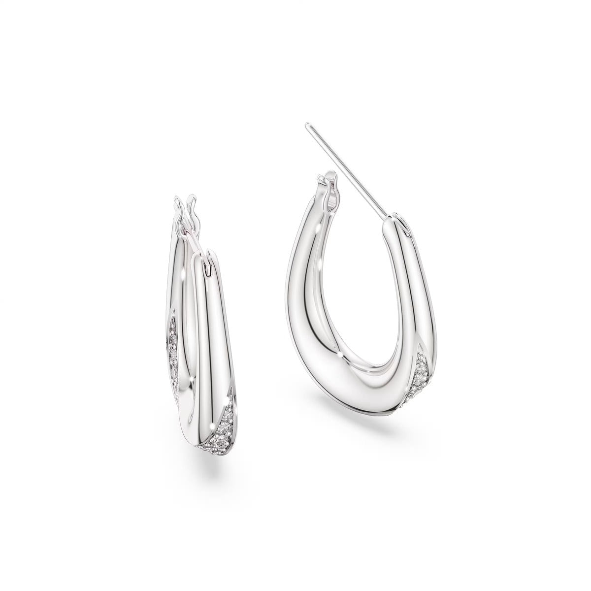 Swarovski Classica Sterling Silver Round Cut Small Hoop Earrings