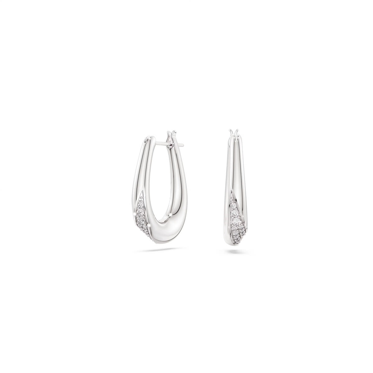 Swarovski Classica Sterling Silver Round Cut Small Hoop Earrings
