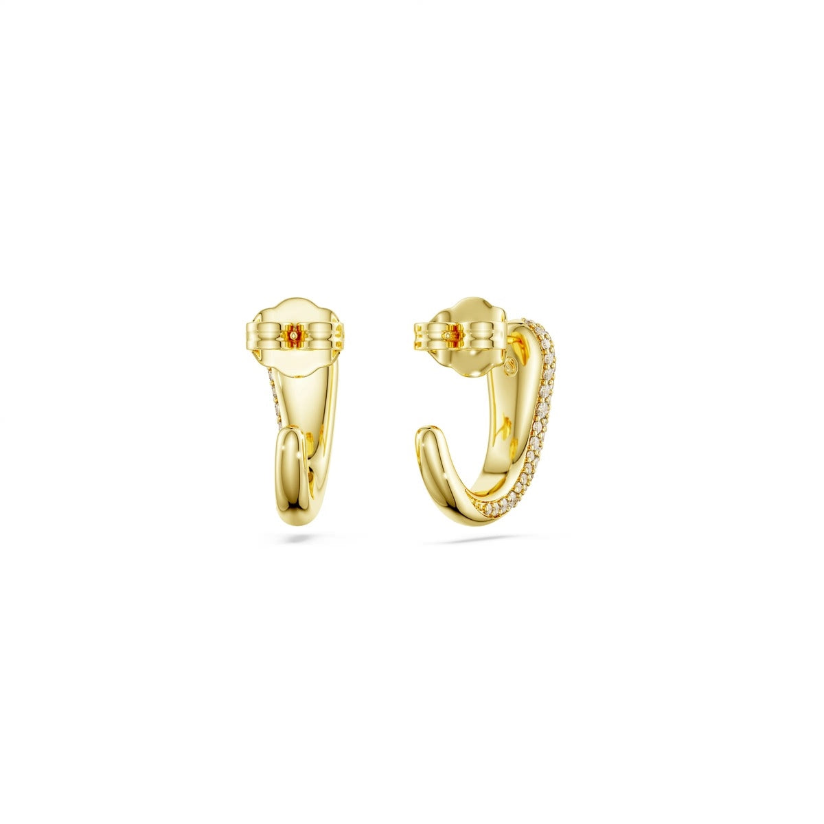 Swarovski Classica Sterling Silver Gold White Round cut Hoop Earrings