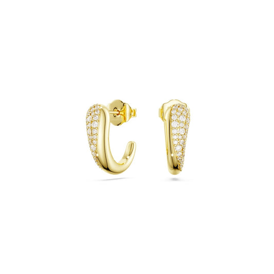 Swarovski Classica Sterling Silver Gold White Round cut Hoop Earrings