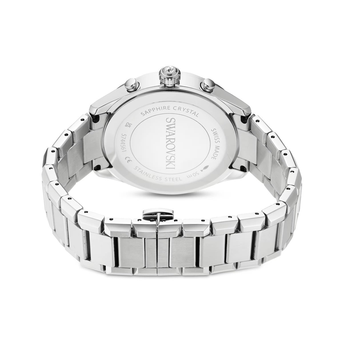 Swarovski Dextera Silver Stainless Steel Metal Bracelet Tachymetre Watch