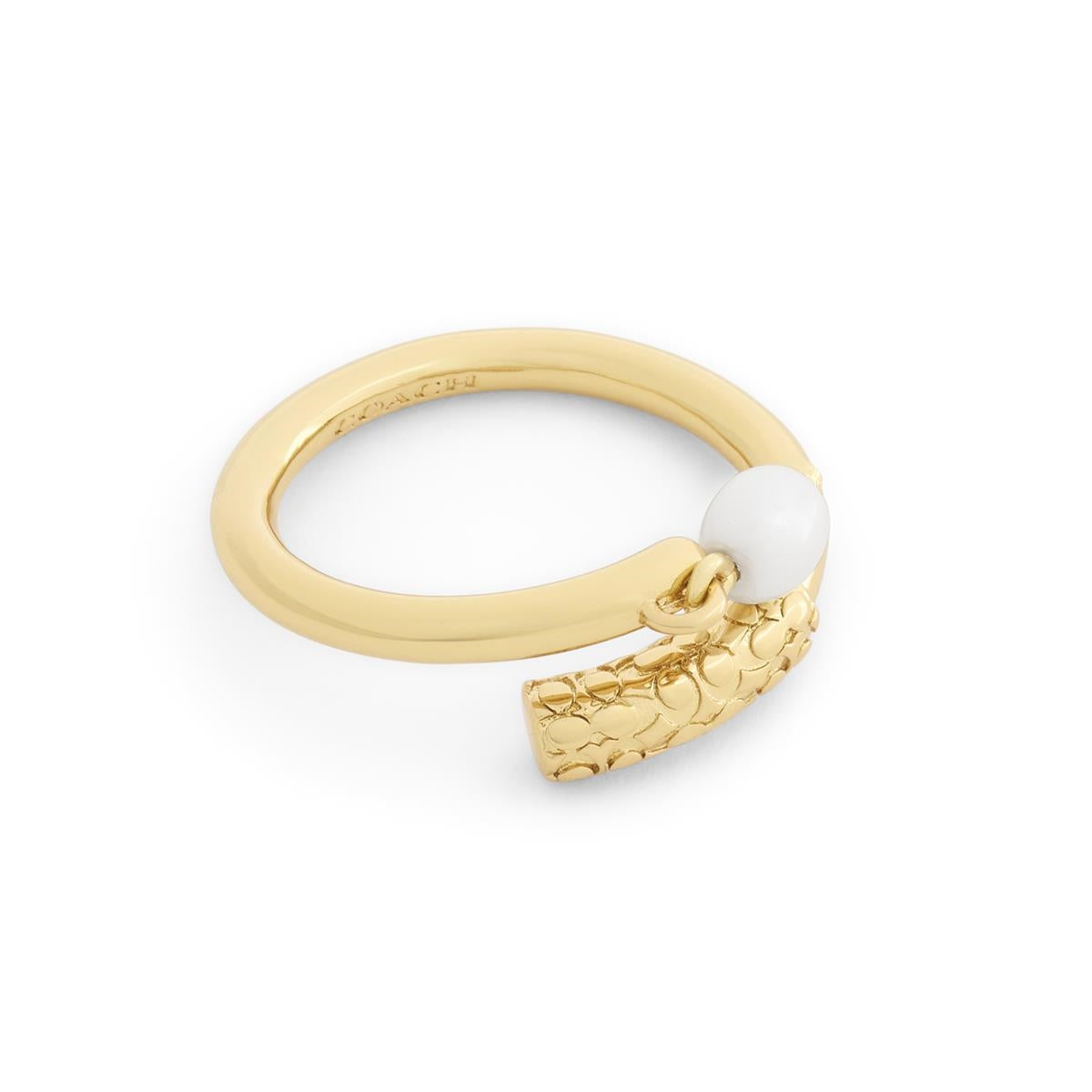Coach Gold Iconic Pearl Signature C Ring