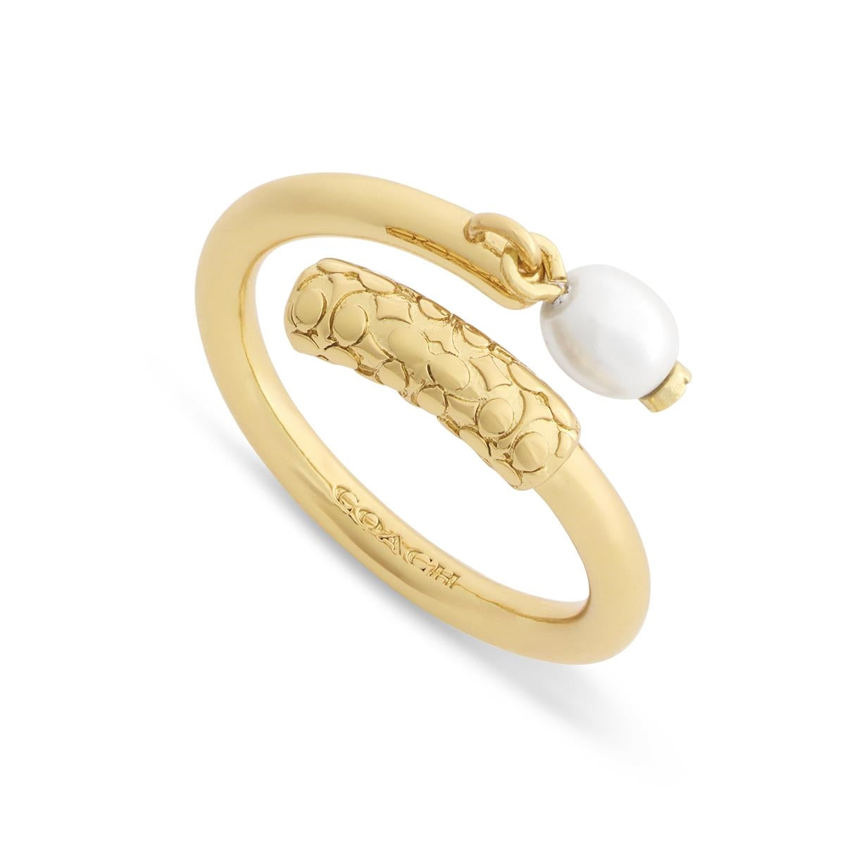 Coach Gold Iconic Pearl Signature C Ring
