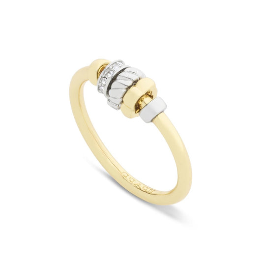 Coach Gold Signature Rondelle Charm Band Ring