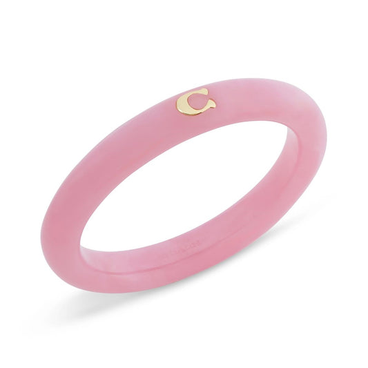 Coach Gold Pink Signature C Resin Bangle Bracelet