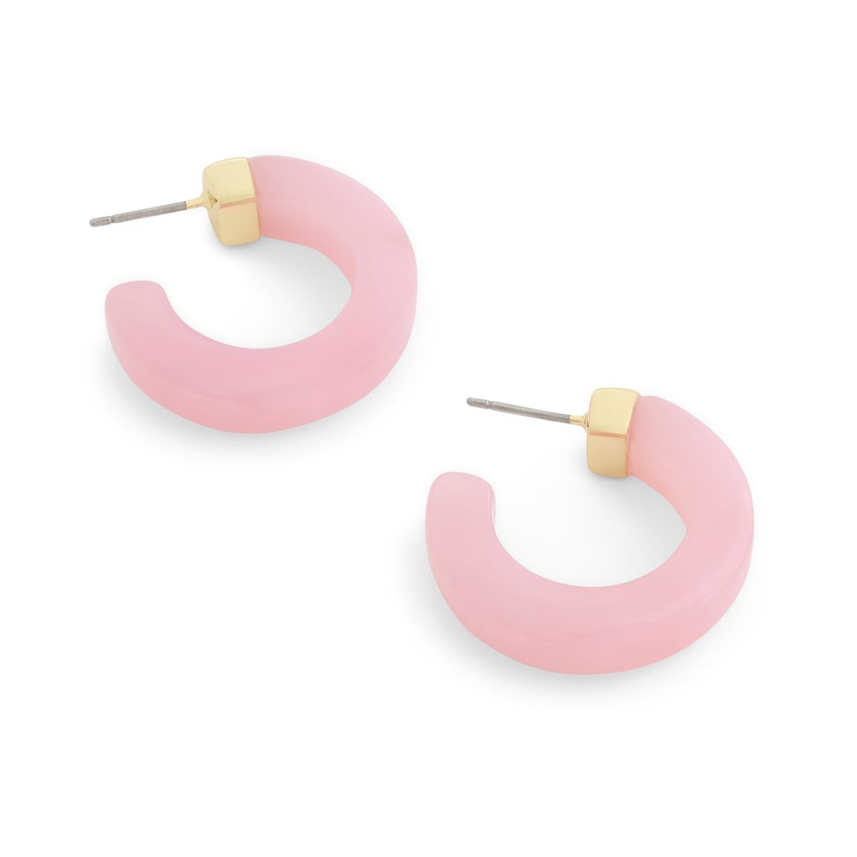 Coach Gold Pink Signature C Resin Hoop Earrings