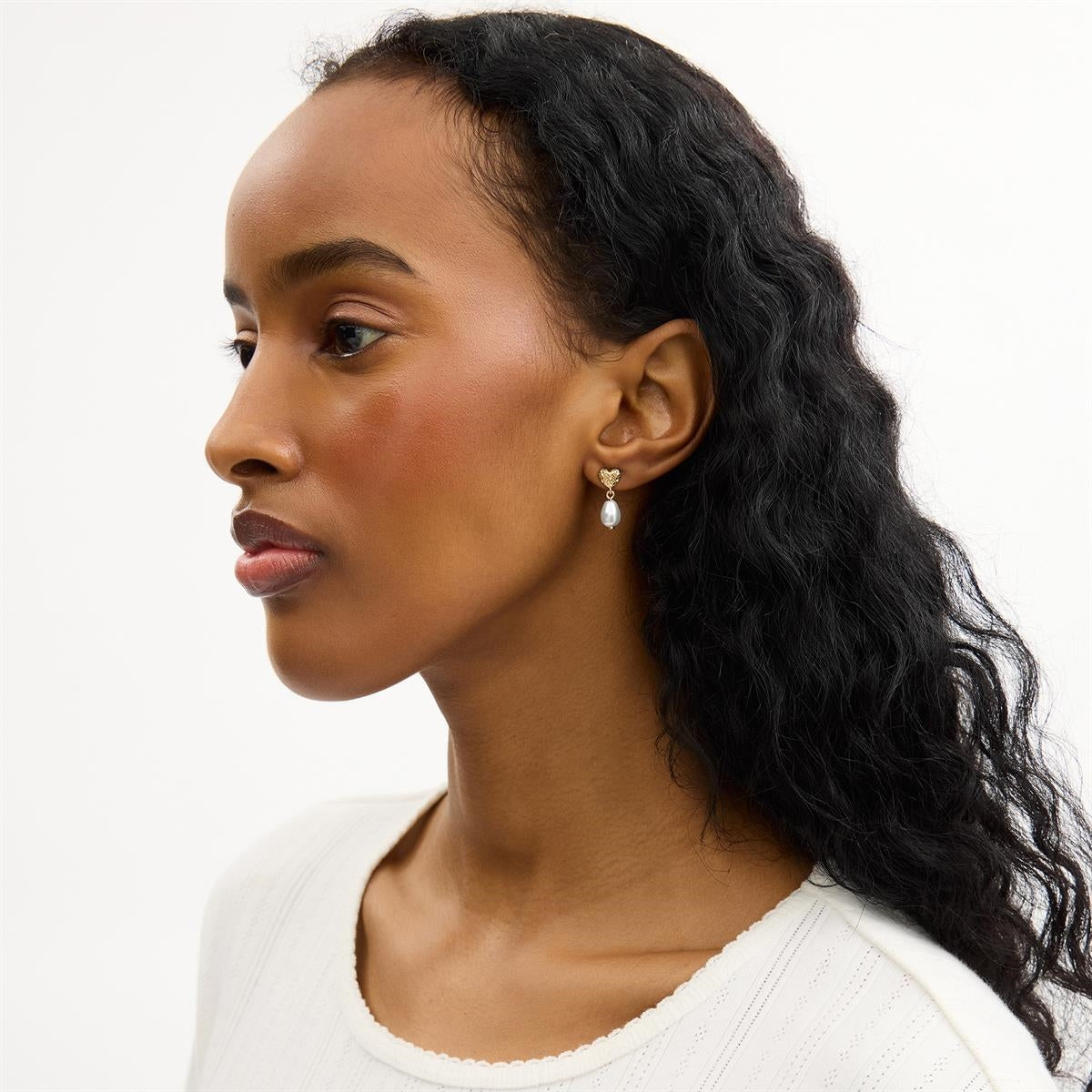 Coach Gold Pearl Bow Drop Earrings