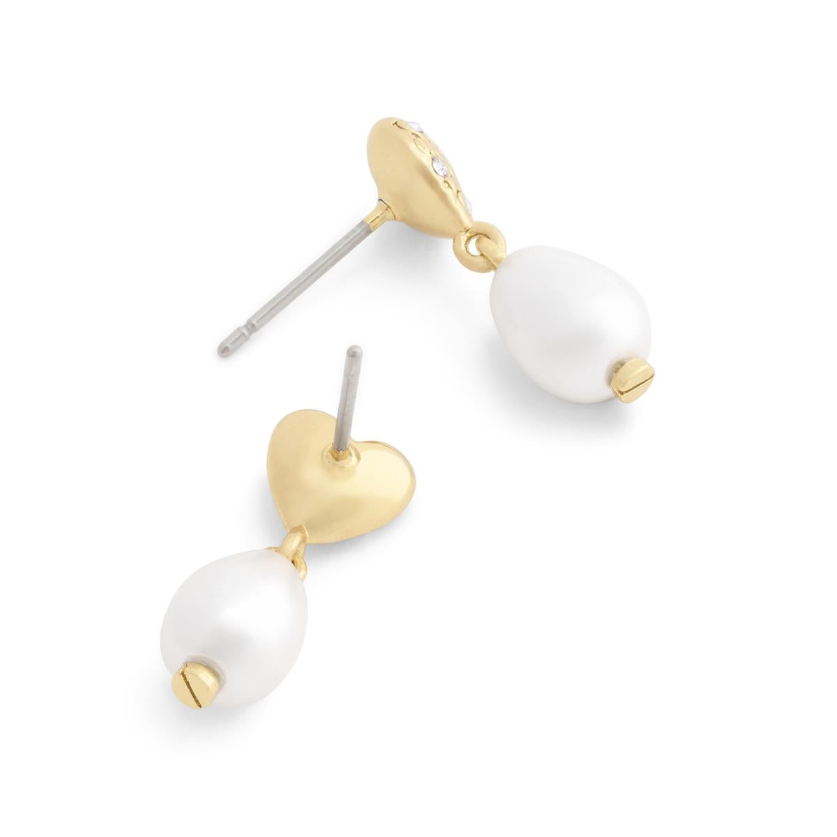 Coach Gold Pearl Bow Drop Earrings