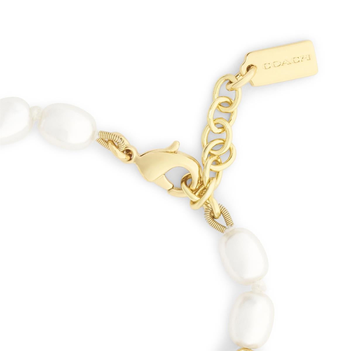 Coach Gold Pearl Bead Heart Icon Bracelet