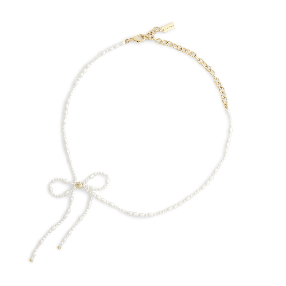 Coach Gold Pearl Bow Choker