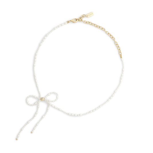 Coach Gold Pearl Bow Choker