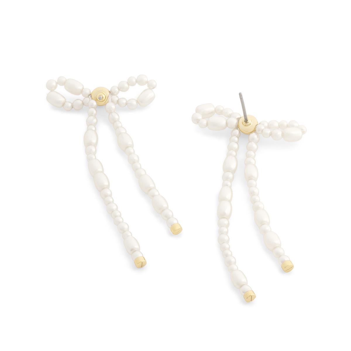 Coach Gold Pearl Bow Drop Earrings