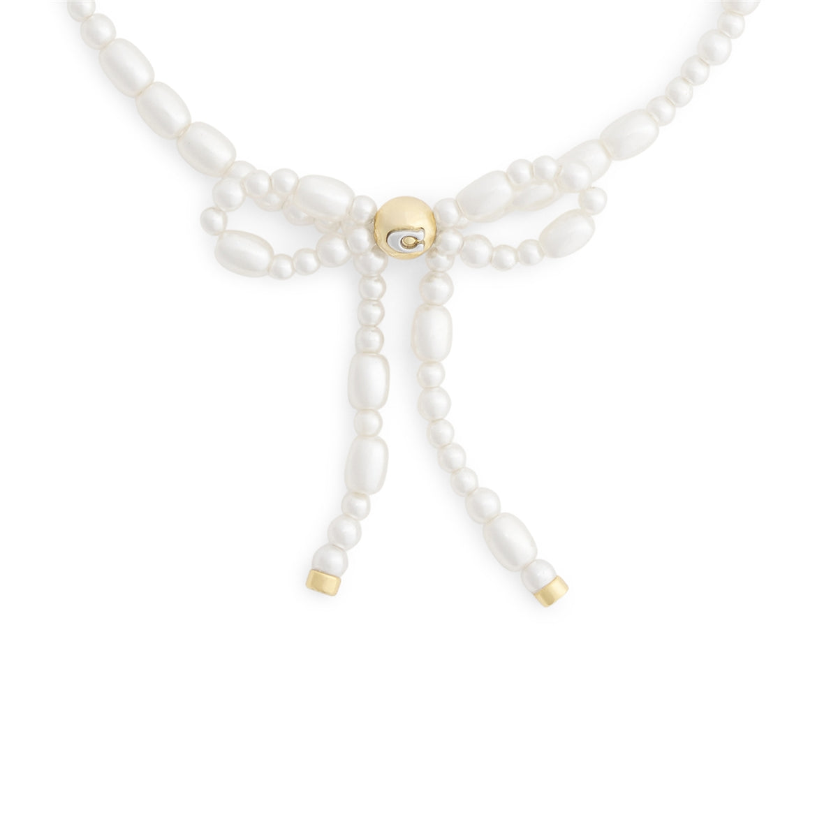 Coach Gold Pearl Bow Strand Bracelet