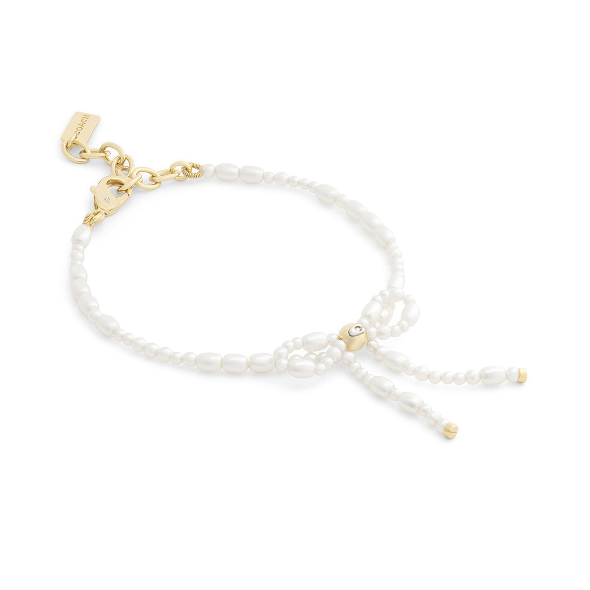 Coach Gold Pearl Bow Strand Bracelet