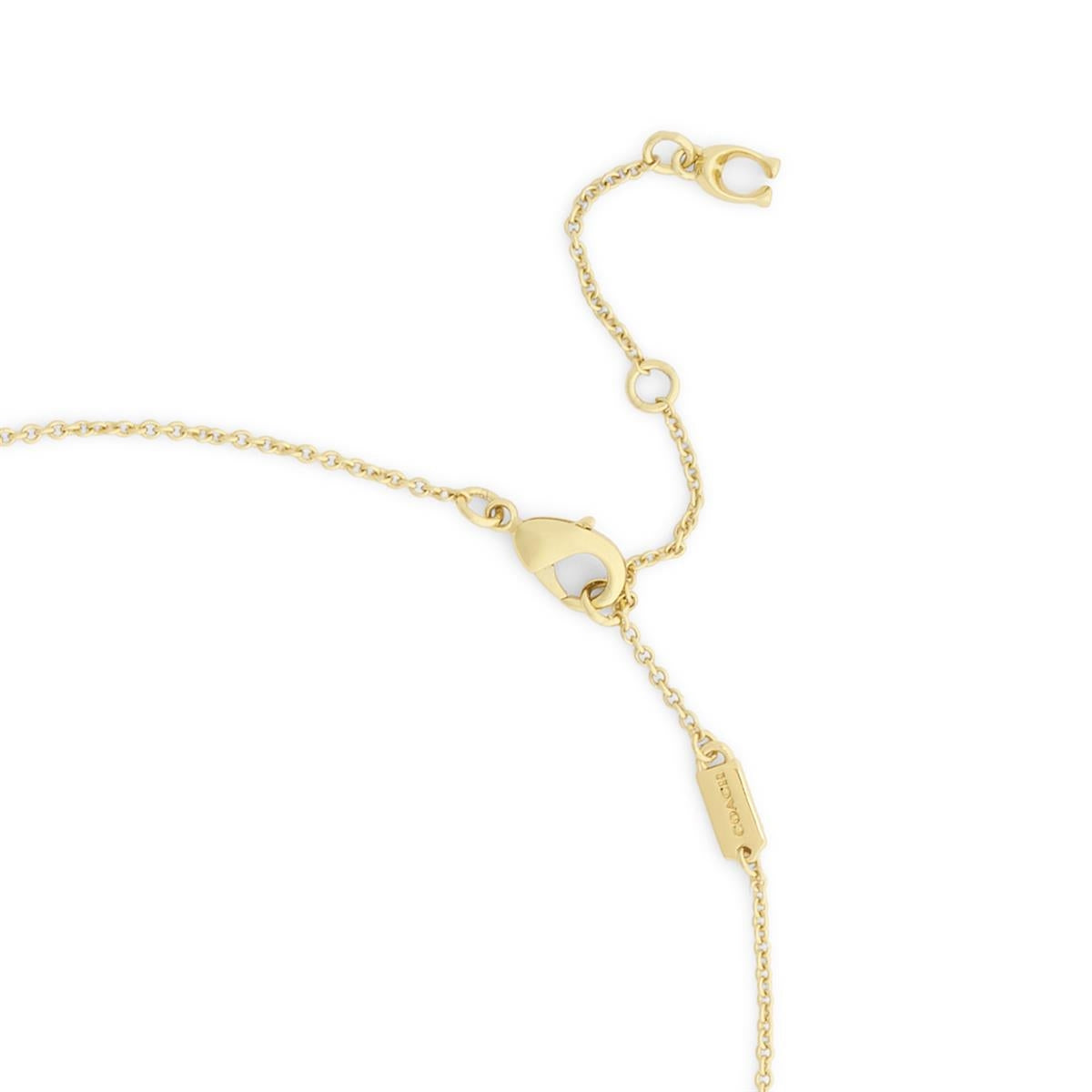 Coach Gold Signature C Textured Coin Pendant Necklace