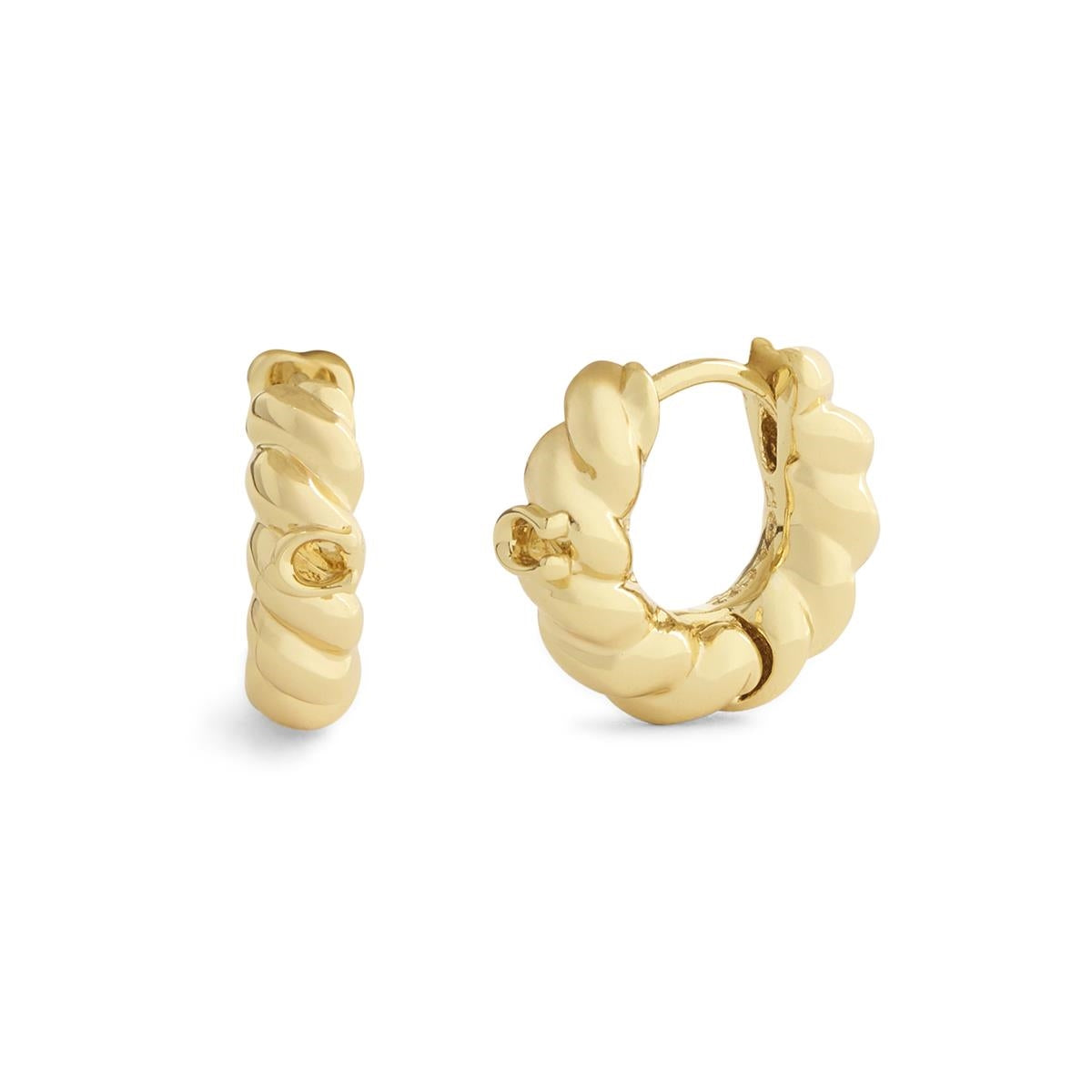 Coach Gold Signature C Twisted Huggie Earrings
