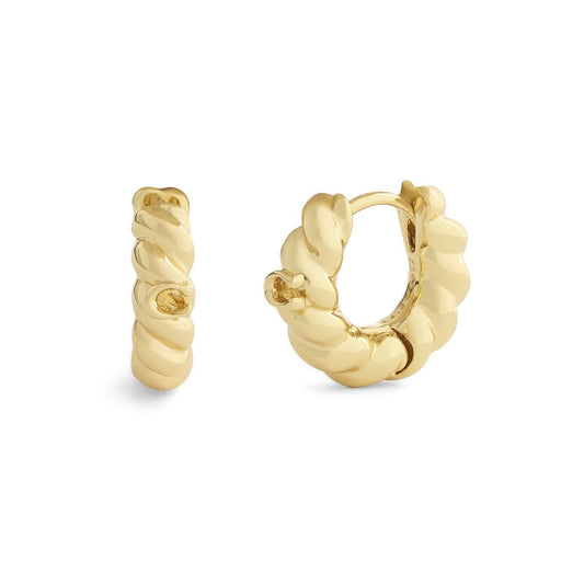 Coach Gold Signature C Twisted Huggie Earrings