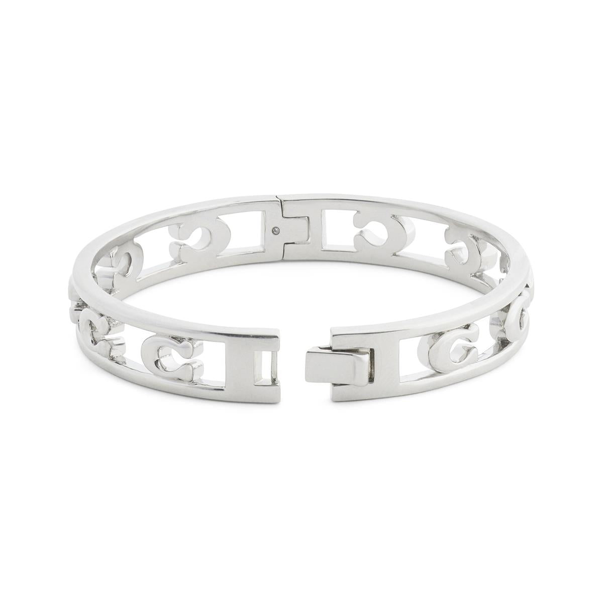 Coach Silver Open C Logo Large Hinged Bangle