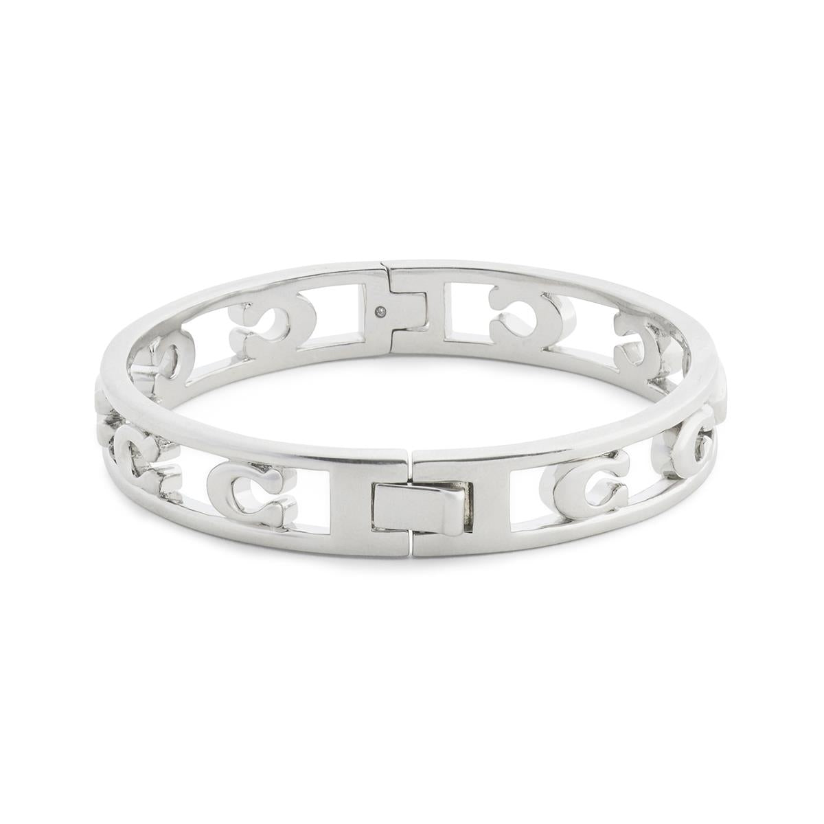 Coach Silver Open C Logo Large Hinged Bangle