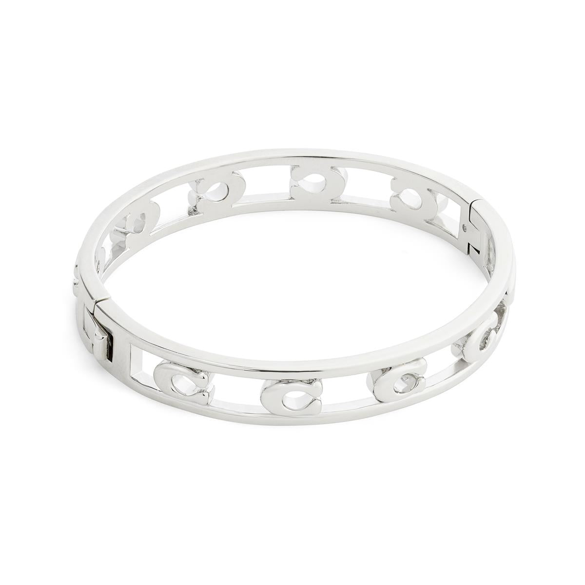 Coach Silver Open C Logo Large Hinged Bangle
