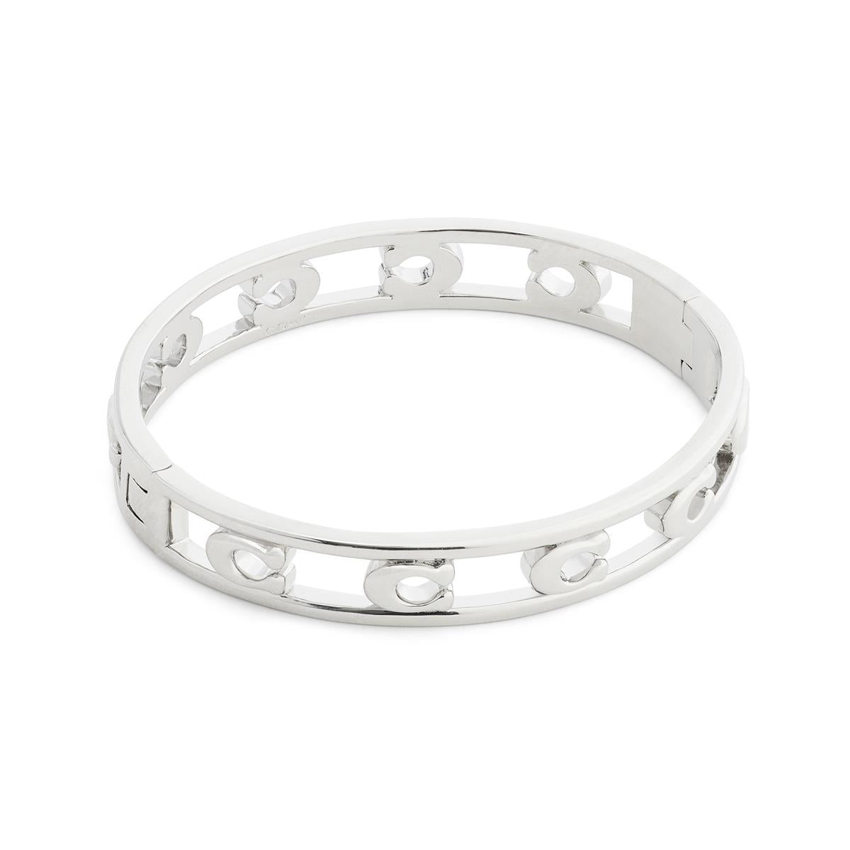 Coach Silver Open C Logo Large Hinged Bangle