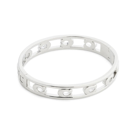 Coach Silver Open C Logo Large Hinged Bangle