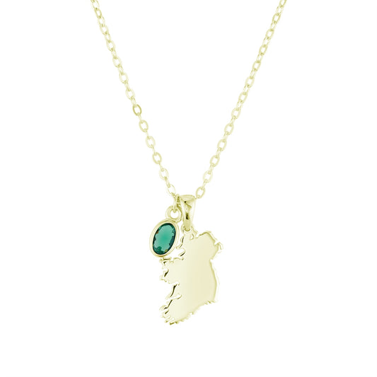 Argento 14K Gold Plated Mini Ireland Map Necklace