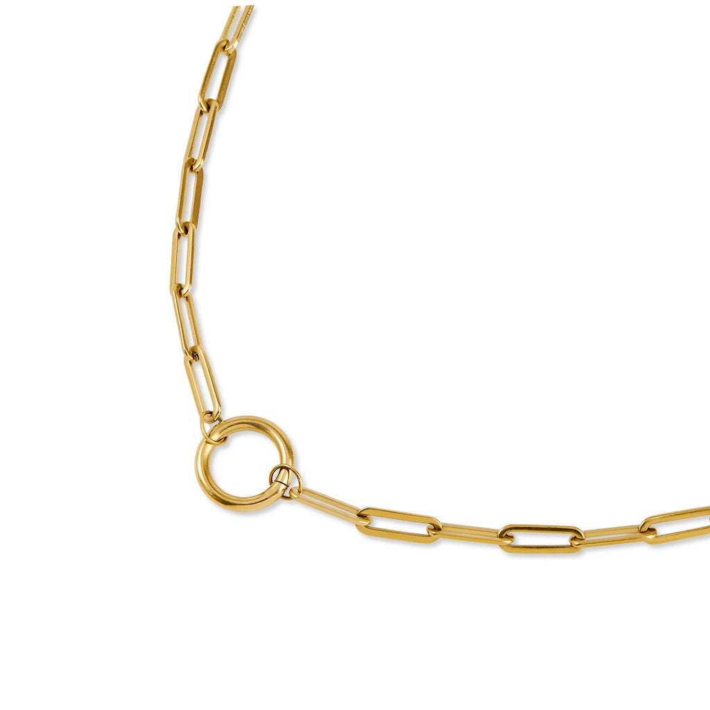 Over & Over Gold 14k Stainless Steel Ring Clasp Charm Necklace