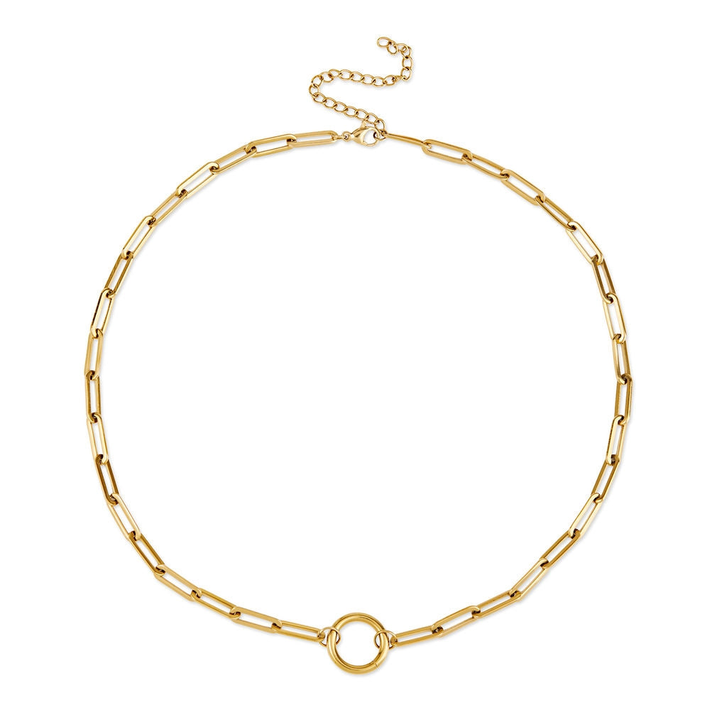 Over & Over Gold 14k Stainless Steel Ring Clasp Charm Necklace