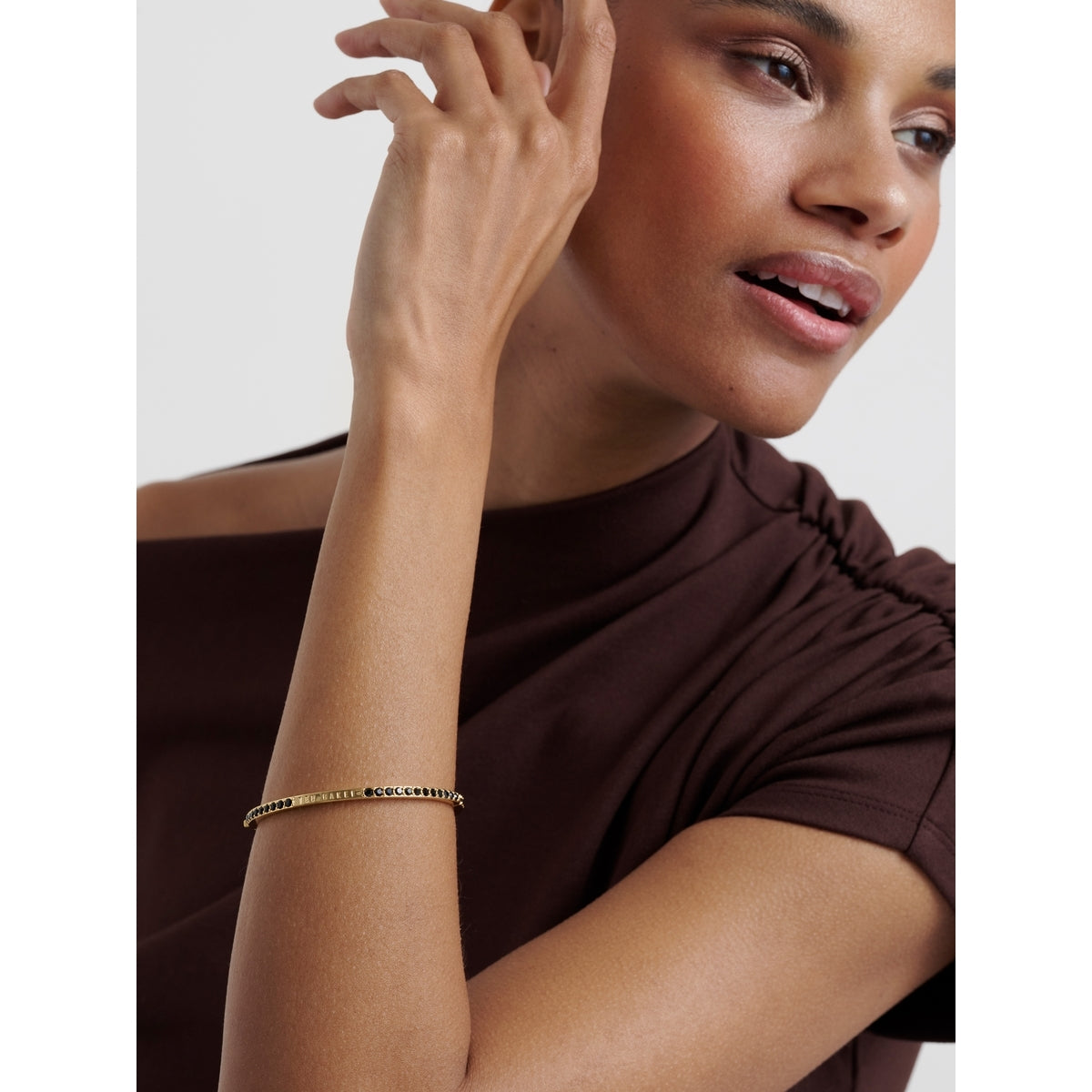 Ted Baker Gold Claudia Black Pavé Bangle