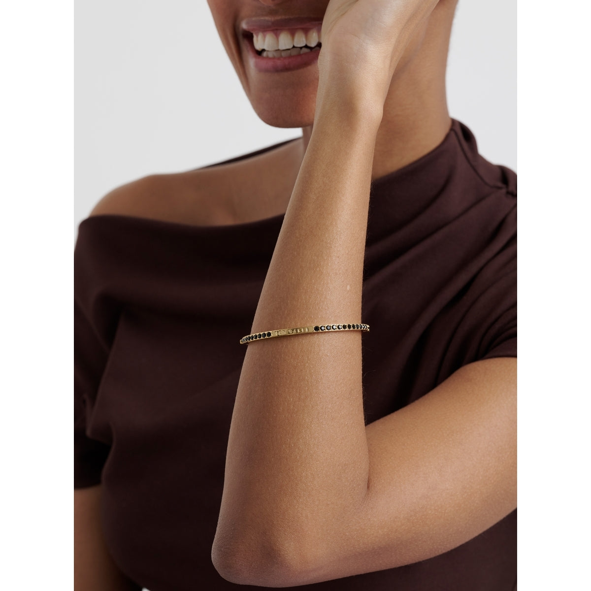 Ted Baker Gold Claudia Black Pavé Bangle