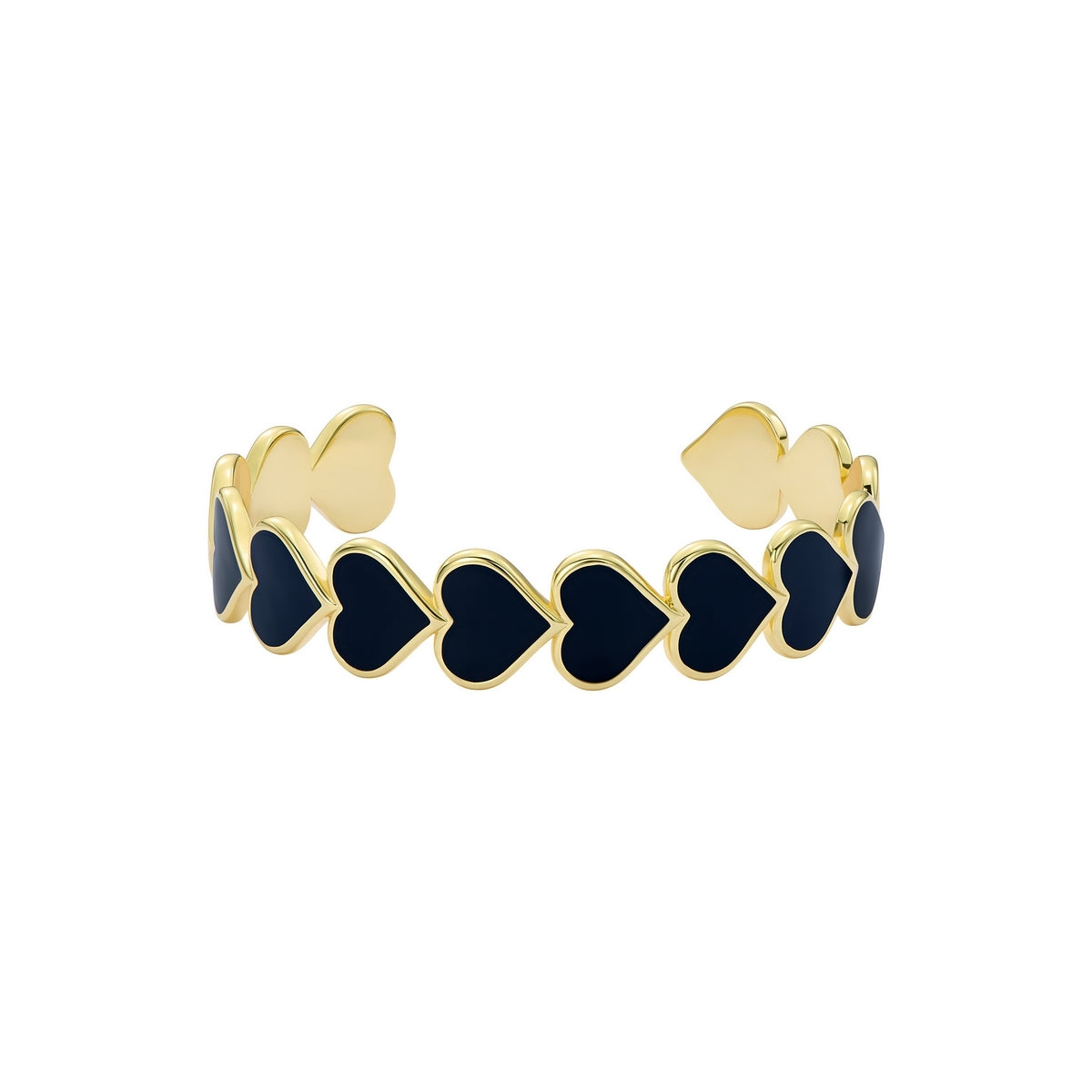 Ted Baker Gold Haidyn Black Enamel Heart Row Cuff