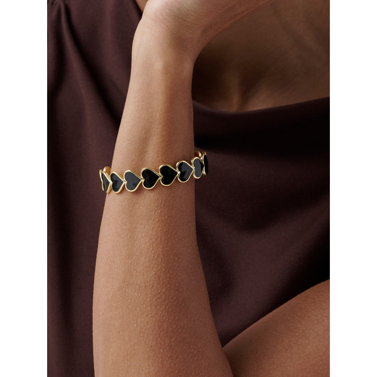 Ted Baker Gold Haidyn Black Enamel Heart Row Cuff