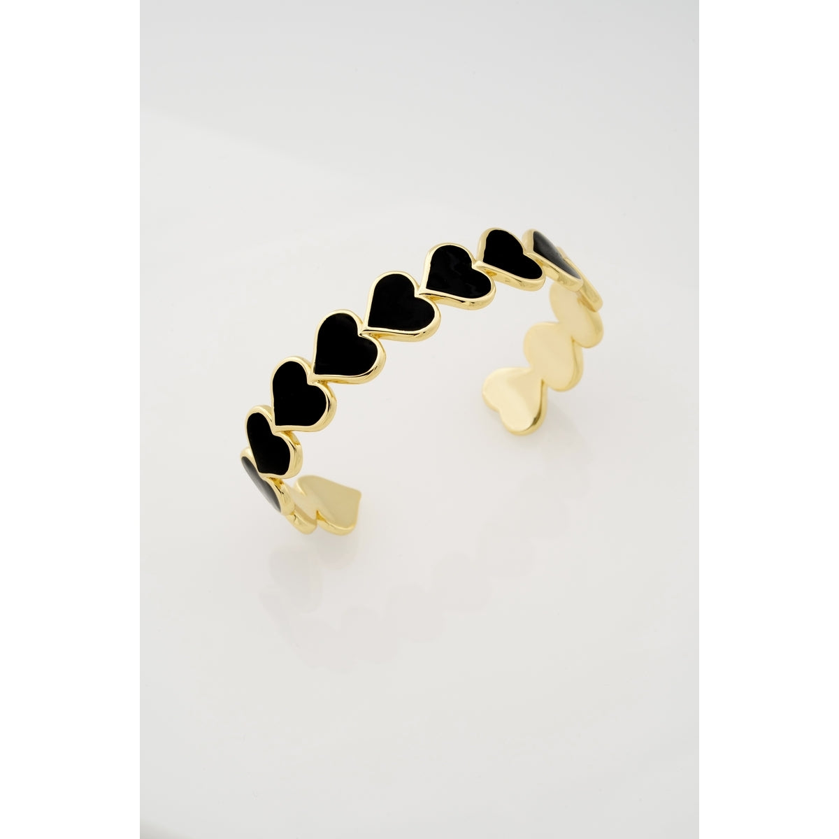 Ted Baker Gold Haidyn Black Enamel Heart Row Cuff