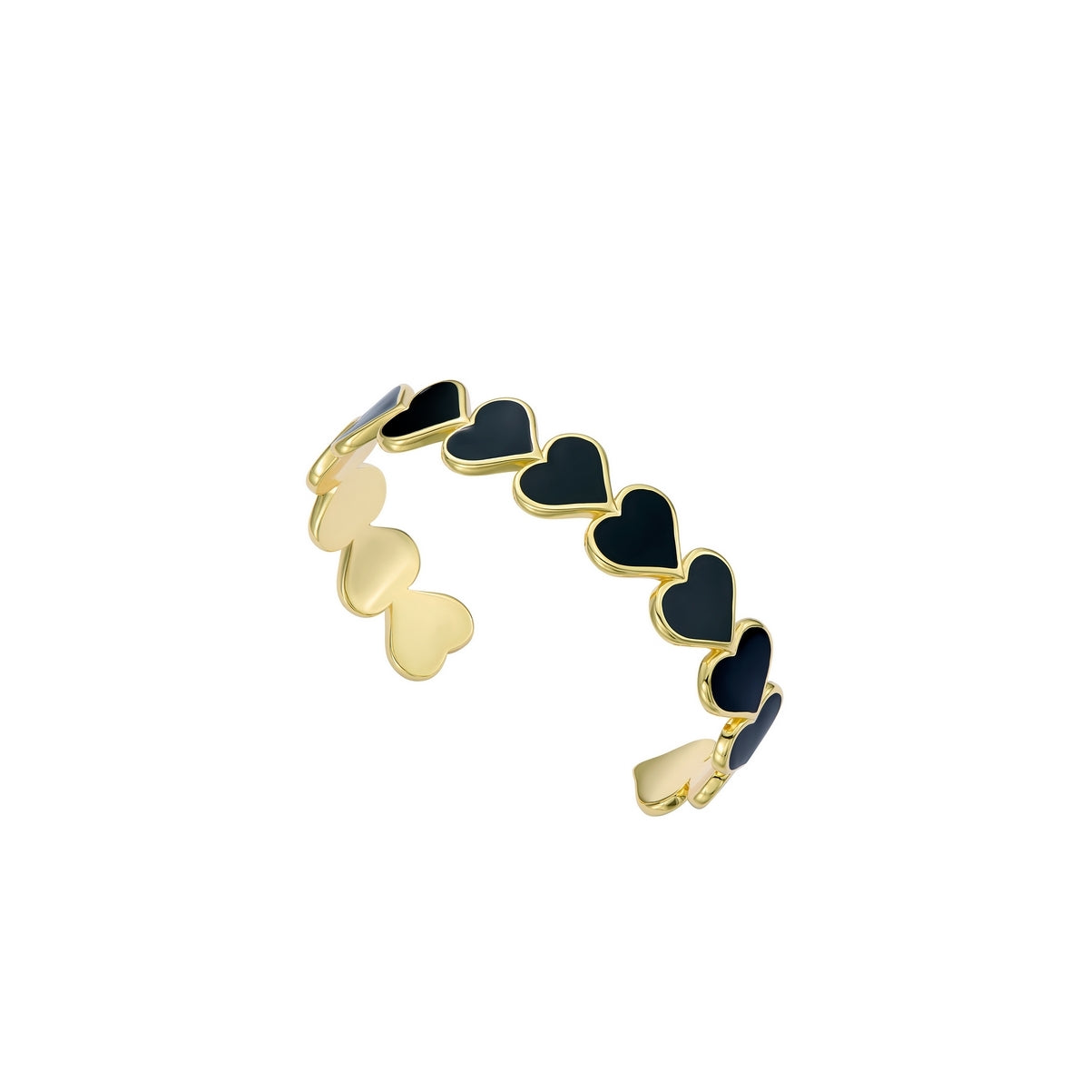 Ted Baker Gold Haidyn Black Enamel Heart Row Cuff
