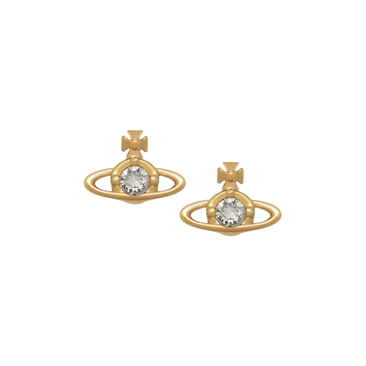 Vivienne Westwood Gold White Nano Solitaire Earrings