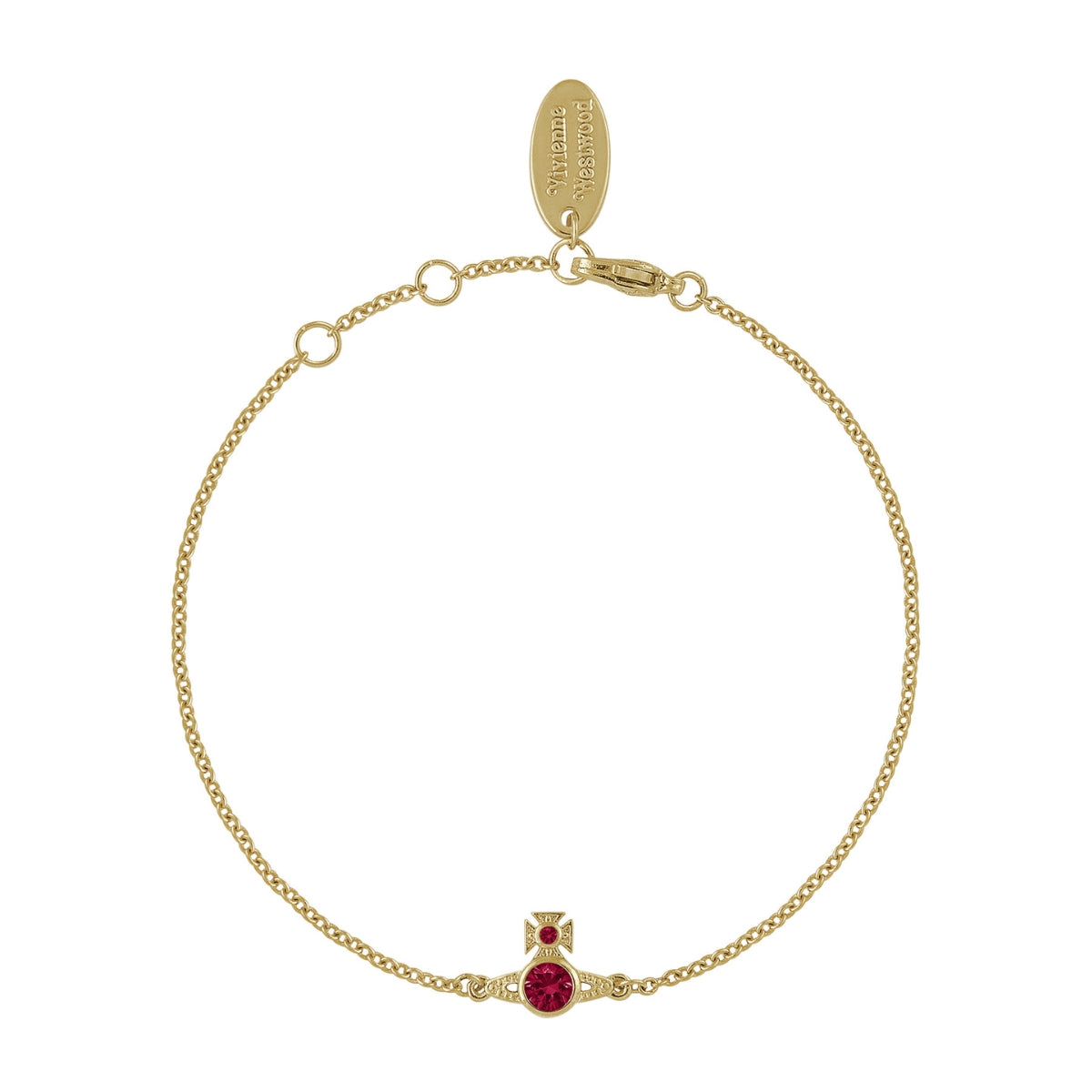 Vivienne Westwood Gold Red Crystal London Orb Bracelet
